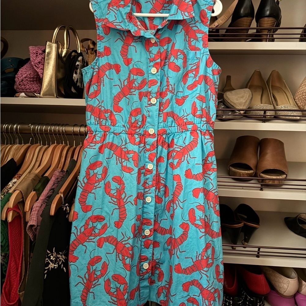 Crewcuts Turquoise Dress with Red Lobster Print